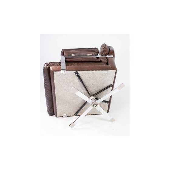Image 1 of Vintage Sessel braun Leder gepolstert mit Metallgestell von Arne Norell 1970s