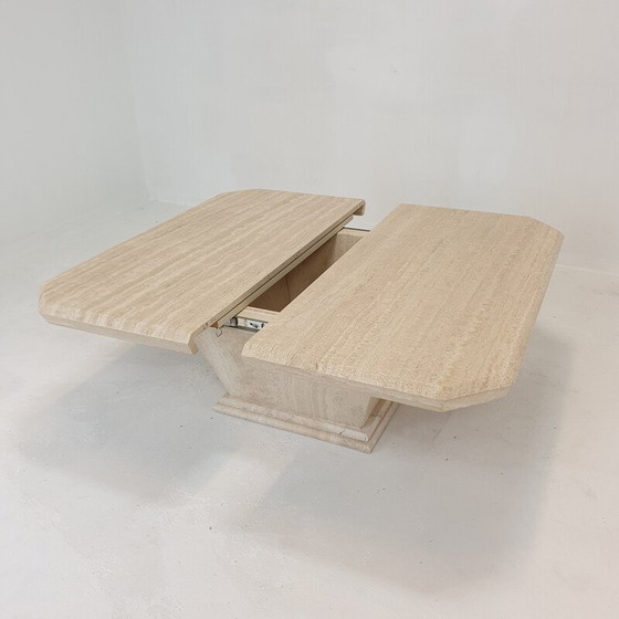 Image 1 of Italienischer Couchtisch aus Travertin, 1980er Jahre