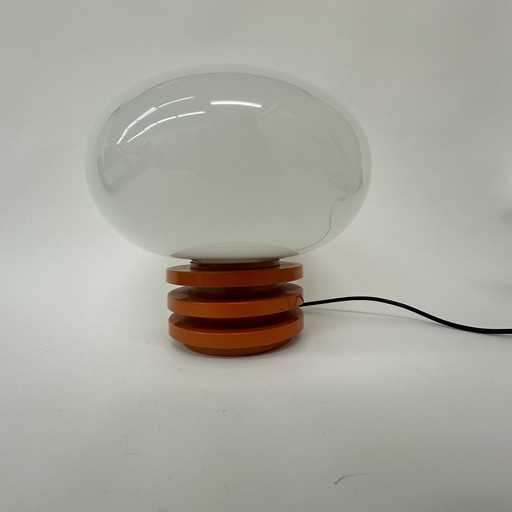 Doria Leuchten Tischleuchte Space Age orange Milchglas 