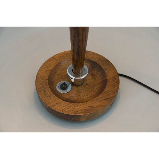Image 1 of Art Deco Tischlampe aus Holz und Glas, 1930er Jahre