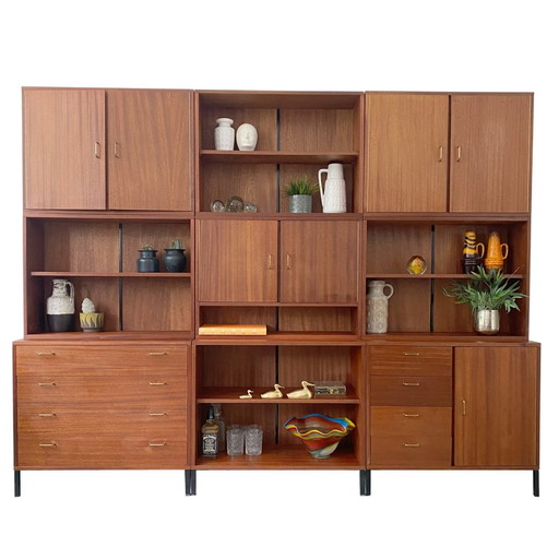 Mid Century Dänische Design-Wandschrank Teak 1960s Wand System