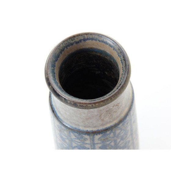 Image 1 of Zylindrische Vase aus skandinavischer Keramik mit blauen Mustern von Marianne Starck für Michael Andersen and Son, 1970