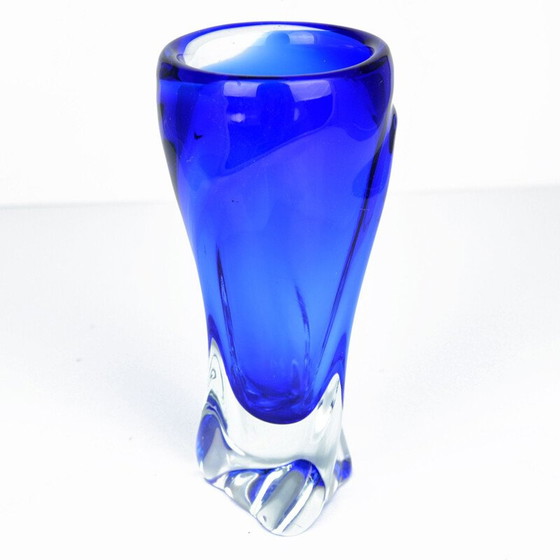 Image 1 of Blaue Vase aus Glas von J. Beranek Skrdlovice, Tschechoslowakei 1960