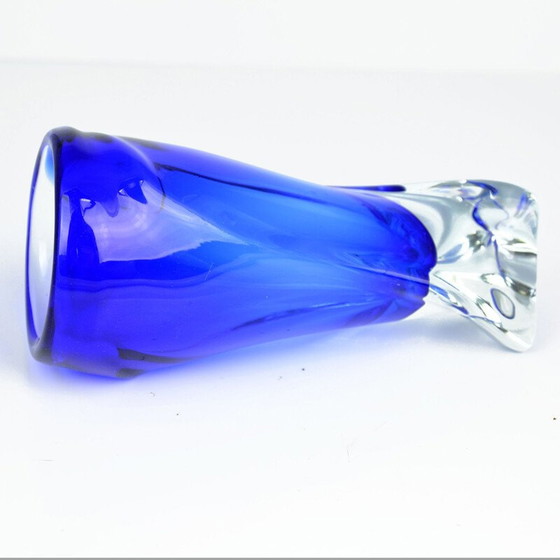 Image 1 of Blaue Vase aus Glas von J. Beranek Skrdlovice, Tschechoslowakei 1960