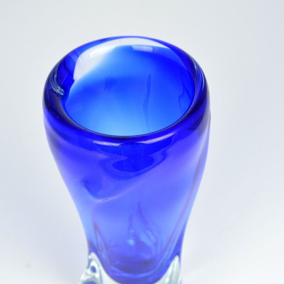 Image 1 of Blaue Vase aus Glas von J. Beranek Skrdlovice, Tschechoslowakei 1960