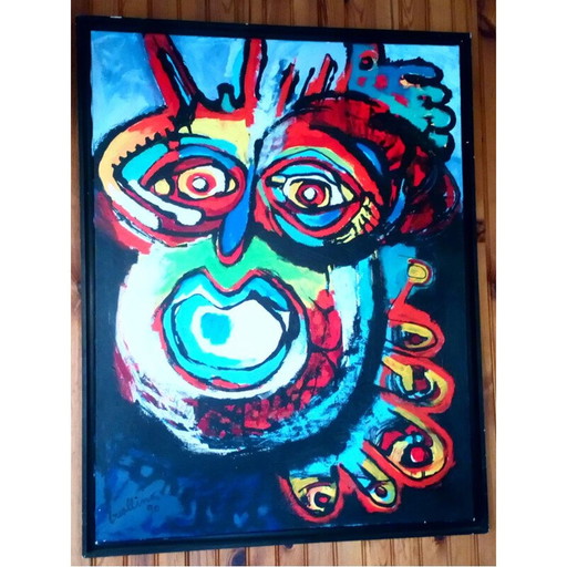 Altes Acrylgemälde von Patrick Guallino, 1990