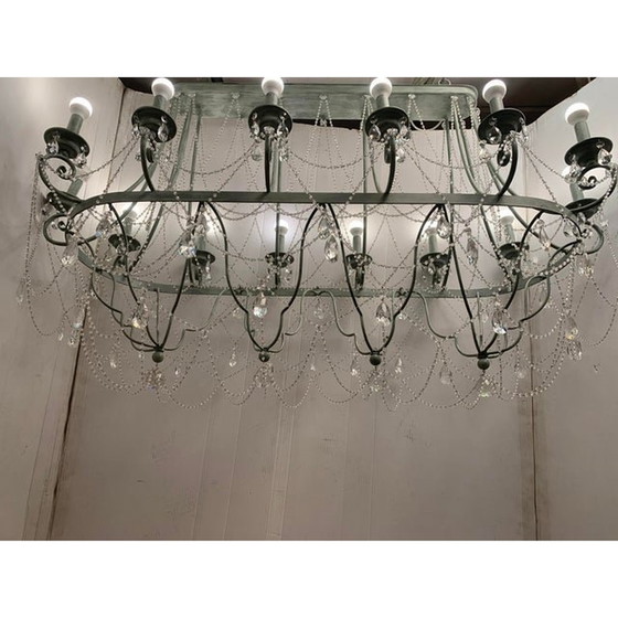 Image 1 of Florentiner Kunst Schwarz Metall 14 Licht Schmiedeeisen Kronleuchter, Made in Italy