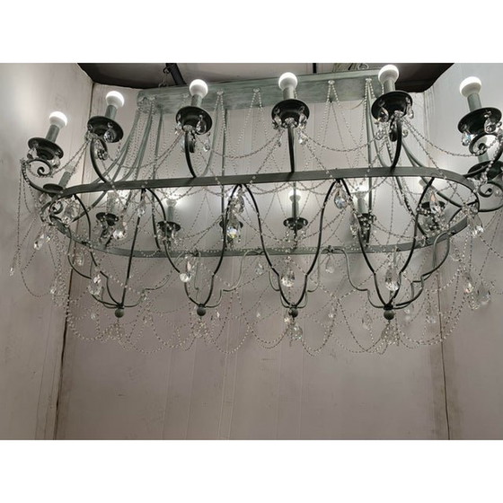 Image 1 of Florentiner Kunst Schwarz Metall 14 Licht Schmiedeeisen Kronleuchter, Made in Italy