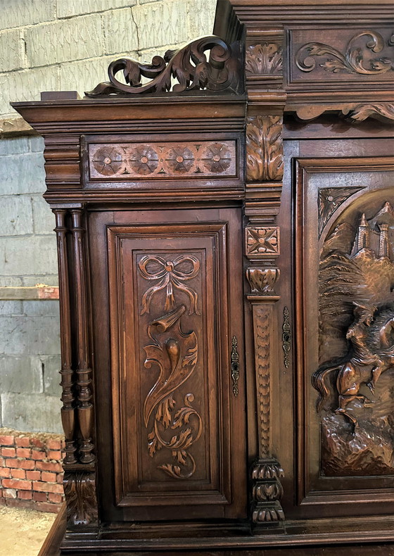 Image 1 of Französischer monumentaler Skulpturenschrank mit Figuren - 1880-1890