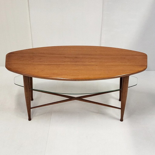 Skandinavischer Vintage Couchtisch aus Teakholz und Glas, 1960