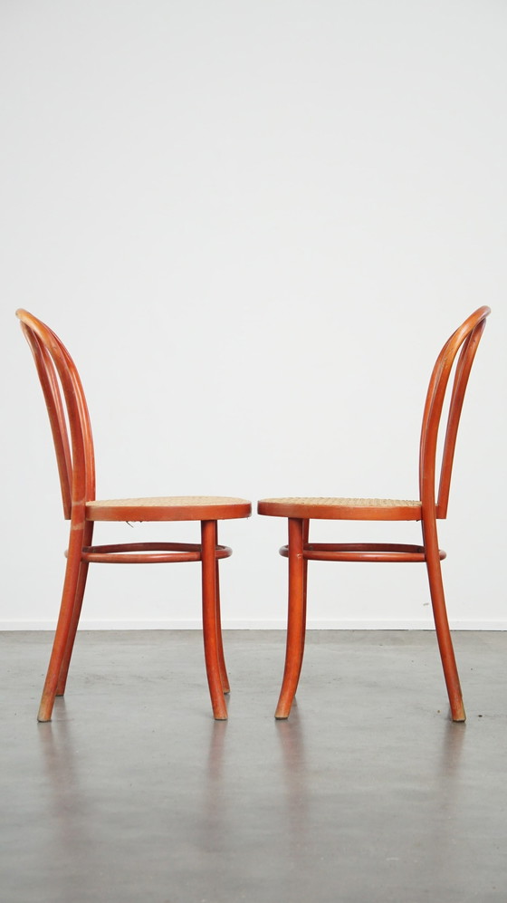 Image 1 of 4 X Rot Vintage Thonet Design Bistro Stuhl