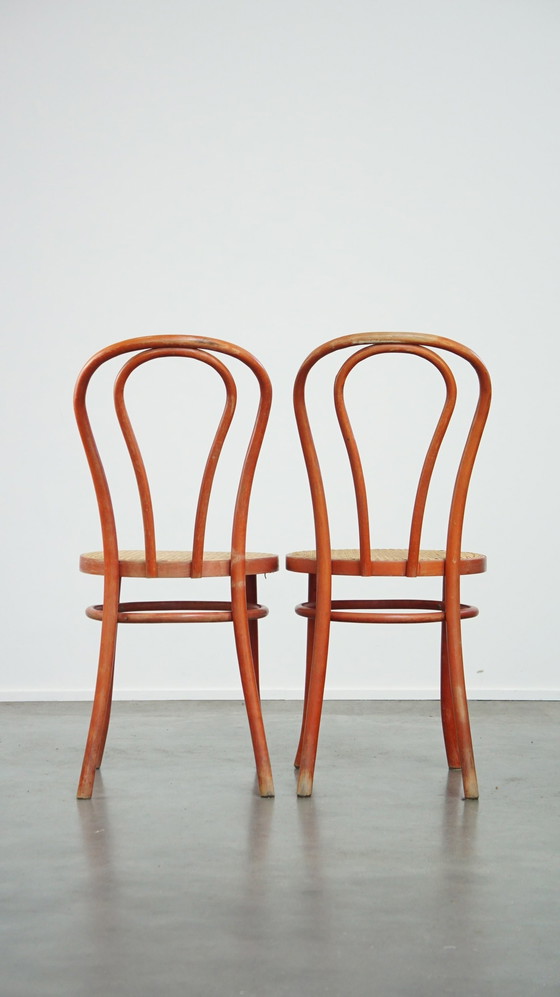 Image 1 of 4 X Rot Vintage Thonet Design Bistro Stuhl