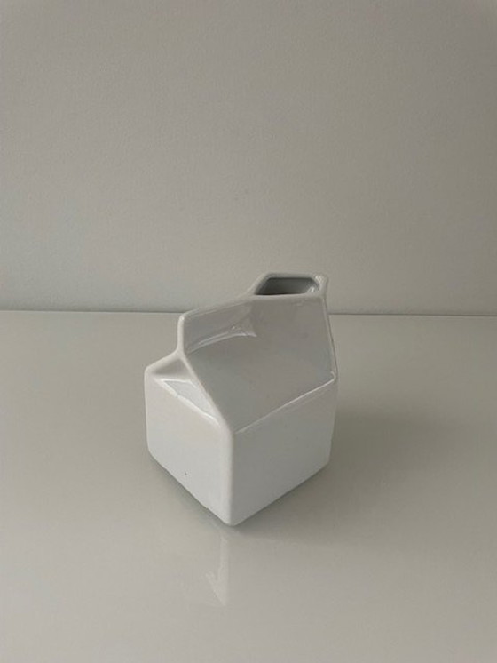 Image 1 of Vase/Kanne Milchtablett Weiß glasierte Keramik