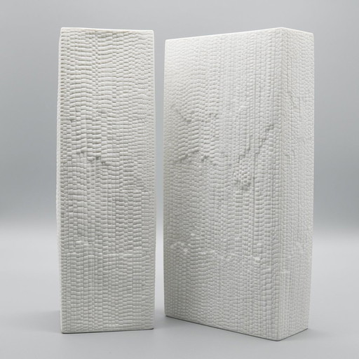 Martin Freyer Rosenthal Studio Line Bisque Porzellan Vase Duo Schlangenhaut Relief