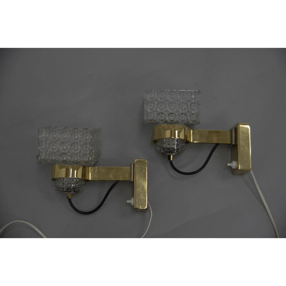 Image 1 of Paar alte Wandlampen mit Glasschirm von Lidokov, Tschechoslowakei 1970