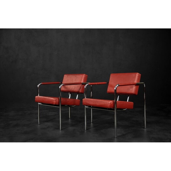 Image 1 of Paar Vintage-Sessel Ej 8 in rotem Leder von Torben Skov für Erik Jørgensen Møbelfabrik, 1990er Jahre