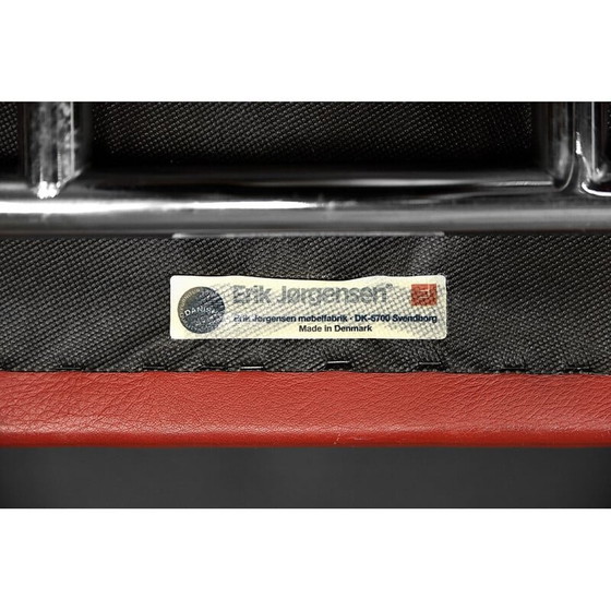 Image 1 of Paar Vintage-Sessel Ej 8 in rotem Leder von Torben Skov für Erik Jørgensen Møbelfabrik, 1990er Jahre