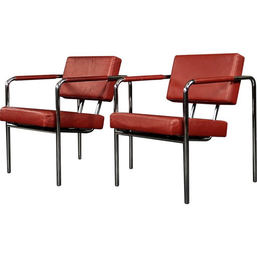 Paar Vintage-Sessel Ej 8 in rotem Leder von Torben Skov für Erik Jørgensen Møbelfabrik, 1990er Jahre