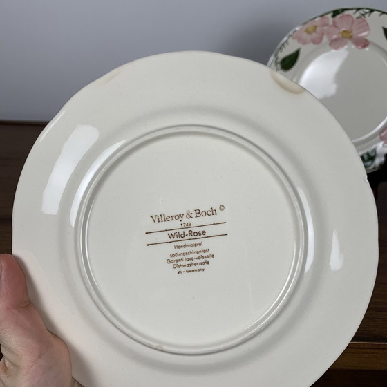 Image 1 of Satz von 9 Desserttellern Villeroy & Boch "Wildrose" Service, 1970