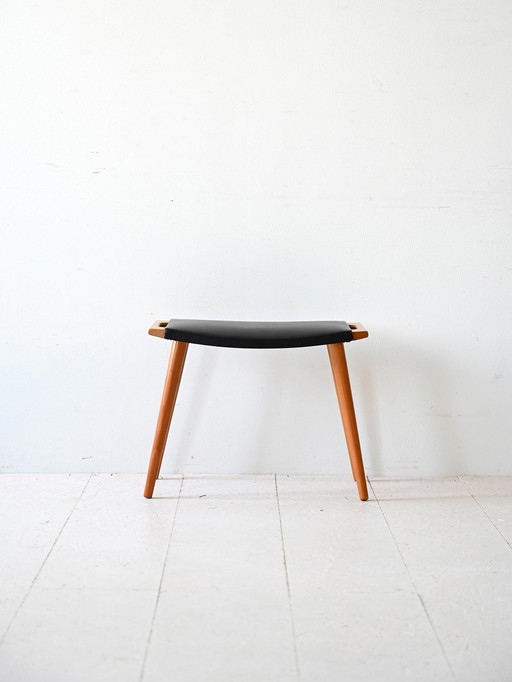 Vintage-Hocker aus Holz und Leder