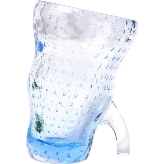 Image 1 of Vintage BolleBlu Vase aus Muranoglas mit Blasen Italien 1970er