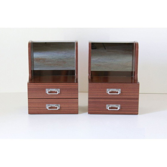 Image 1 of 1X Italienische Mid-Century Modern Nachttische aus Palisander und Glas, 1970er – 2er-Set