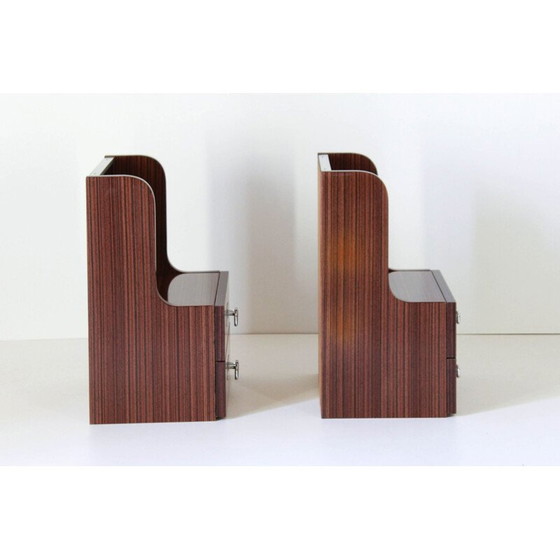 Image 1 of 1X Italienische Mid-Century Modern Nachttische aus Palisander und Glas, 1970er – 2er-Set