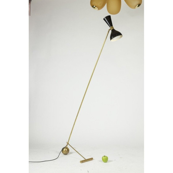 Image 1 of Stehlampe aus perforiertem Blech und vergoldetem Messing, 1960