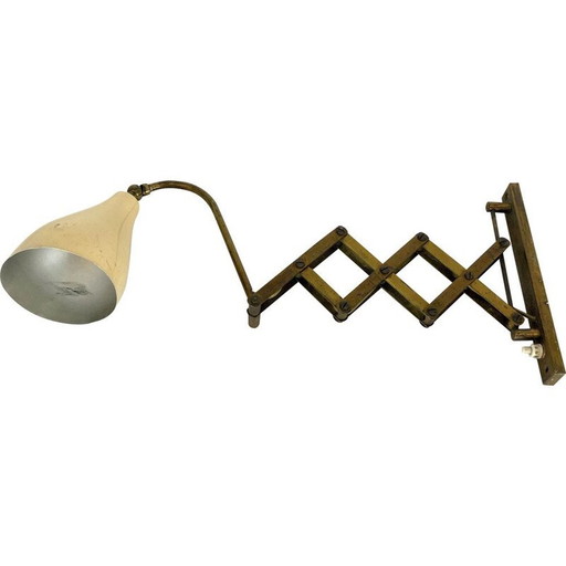 Vintage Messing Schere Wandleuchte, Italien 1950