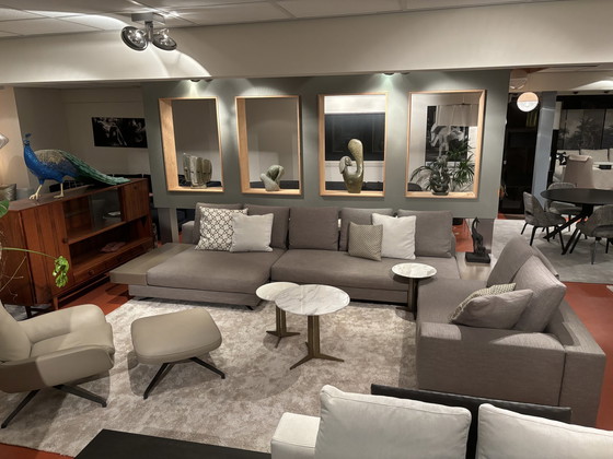 Image 1 of Minotti Weißes modulares Ecksofa 410x280cm aus Stoff Kat. G