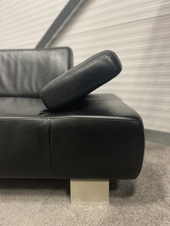 Image 1 of Schönes Montel Echtes Leder Schwarzes Ecksofa