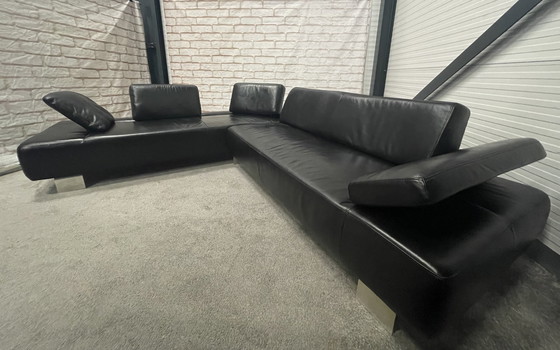 Image 1 of Schönes Montel Echtes Leder Schwarzes Ecksofa