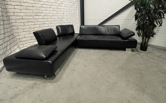 Image 1 of Schönes Montel Echtes Leder Schwarzes Ecksofa