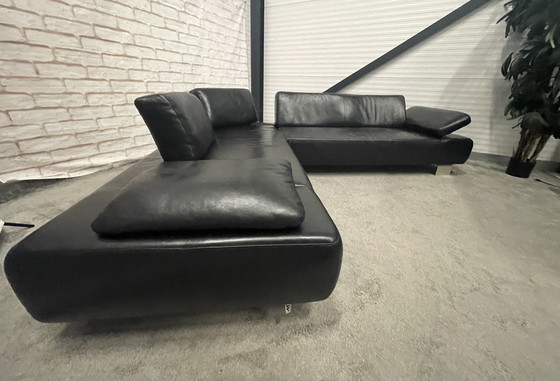 Image 1 of Schönes Montel Echtes Leder Schwarzes Ecksofa