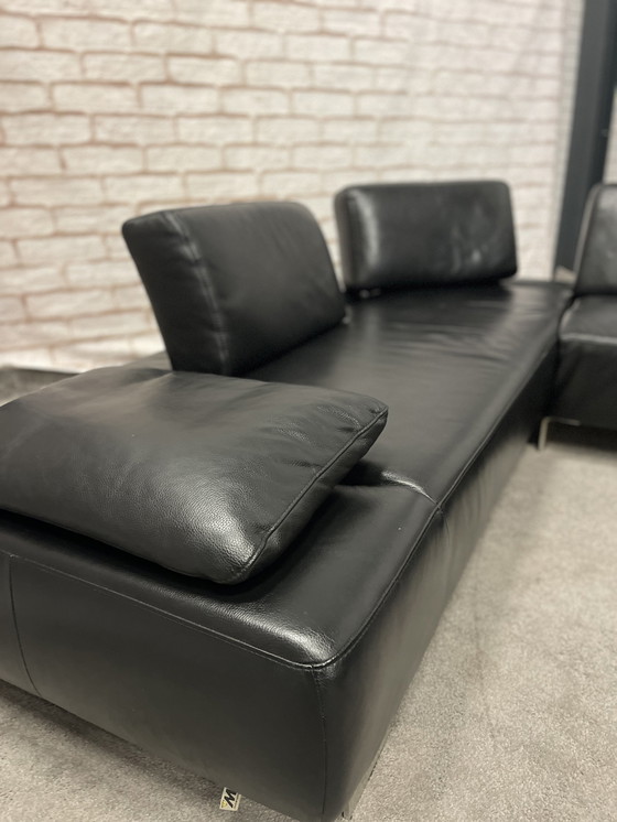 Image 1 of Schönes Montel Echtes Leder Schwarzes Ecksofa