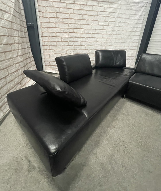 Image 1 of Schönes Montel Echtes Leder Schwarzes Ecksofa