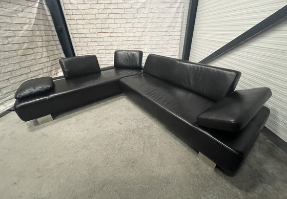 Image 1 of Schönes Montel Echtes Leder Schwarzes Ecksofa