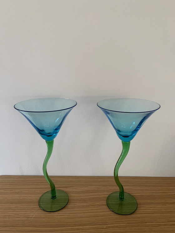 Image 1 of Buntes tanzendes Cocktailglas-Duo, 1970