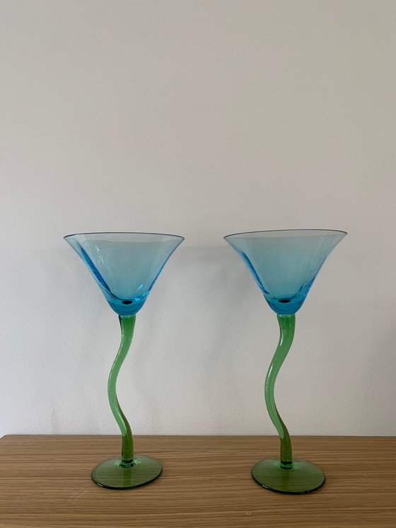 Image 1 of Buntes tanzendes Cocktailglas-Duo, 1970