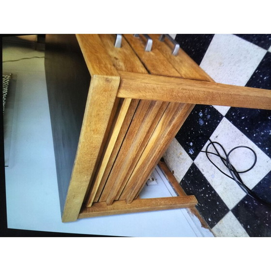 Image 1 of Vintage-Schreibtisch aus massiver Eiche mit schwarzer Melaminplatte von Jean Domps