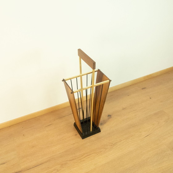 Image 1 of 1960s Umbrella Stand in Cast Iron, Brass, and Walnut