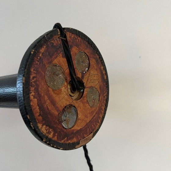 Image 1 of Vintage-Lampe aus Leder und Messing, Frankreich 1950er Jahre