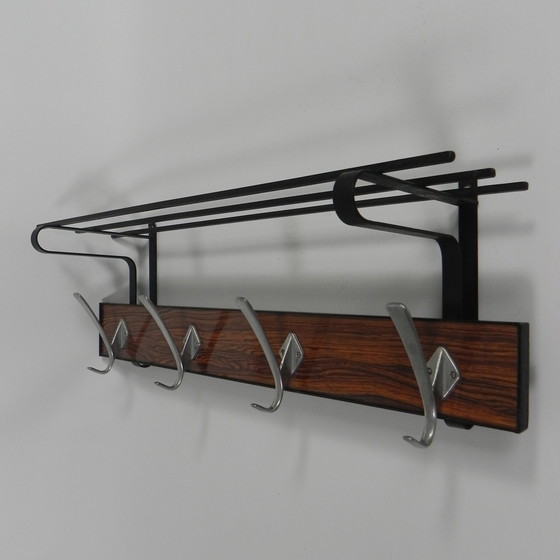 Image 1 of Vintage Wandgarderobe mit 4 Aluminiumhaken, 1960er Jahre