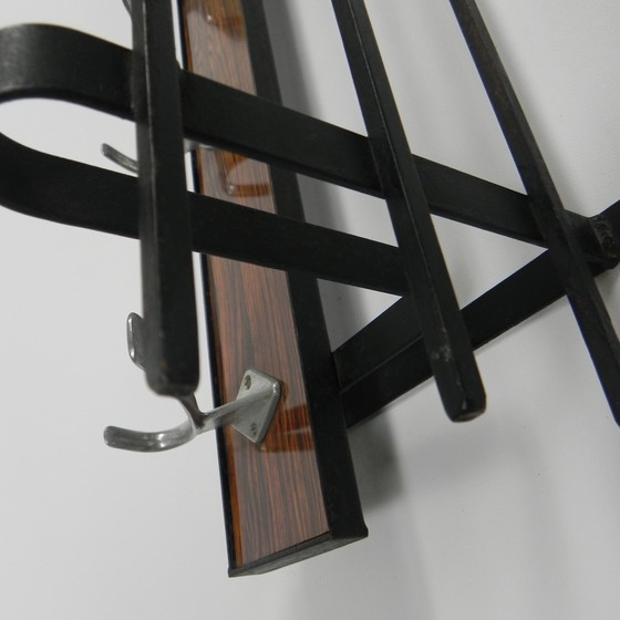 Image 1 of Vintage Wandgarderobe mit 4 Aluminiumhaken, 1960er Jahre