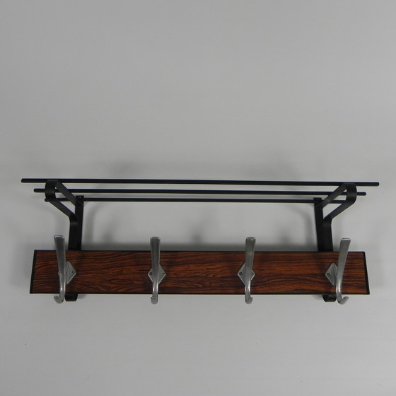 Image 1 of Vintage Wandgarderobe mit 4 Aluminiumhaken, 1960er Jahre