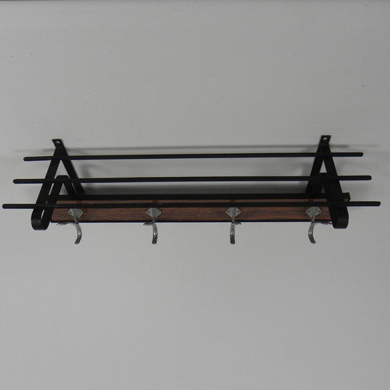 Image 1 of Vintage Wandgarderobe mit 4 Aluminiumhaken, 1960er Jahre