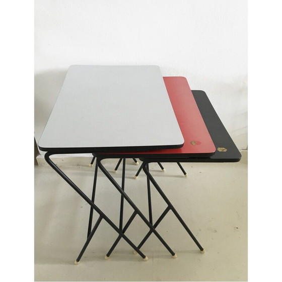 Image 1 of Satz von 3 industriellen Nisttischen im Vintage-Stil von Pilastro, Schweden 1960