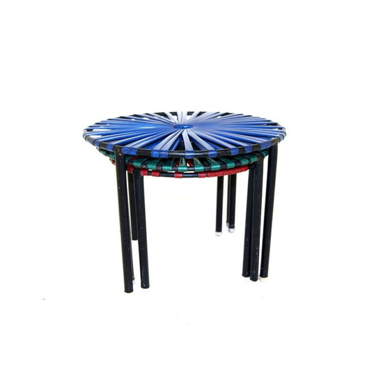 Image 1 of Satz von 3 Hockern aus farbigem Kunststoff, Schweden 1960