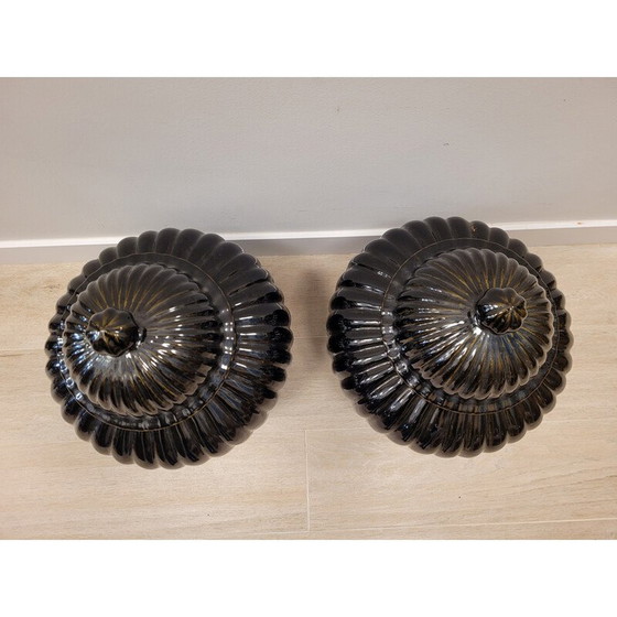 Image 1 of Paar schwarze Keramik-Töpfe, Italien