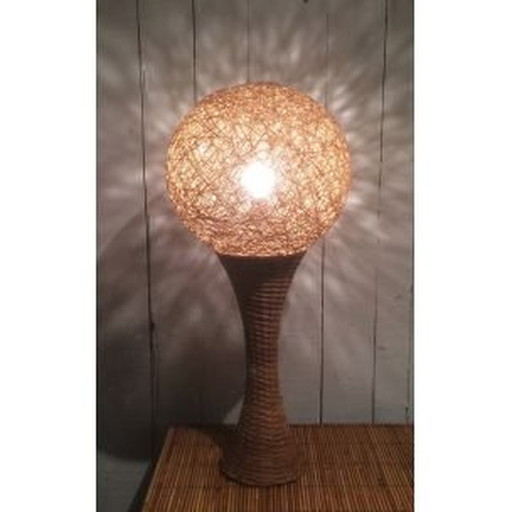 Französische Vintage-Lampe aus Rattan, 1970